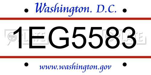1EG5583 District Of Columbia License Plate