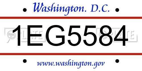 1EG5584 District Of Columbia License Plate