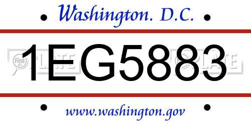 1EG5883 District Of Columbia License Plate