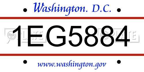 1EG5884 District Of Columbia License Plate