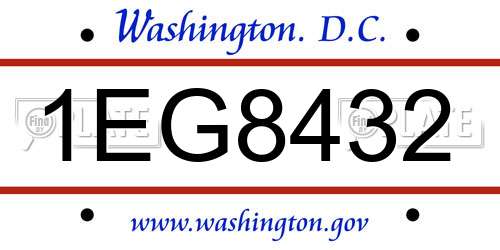 1EG8432 District Of Columbia License Plate