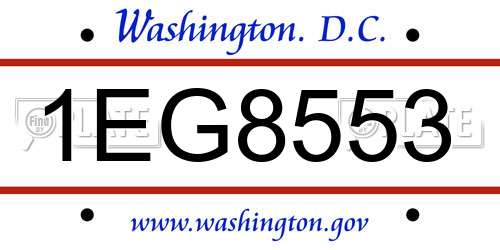 1EG8553 District Of Columbia License Plate