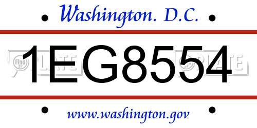 1EG8554 District Of Columbia License Plate