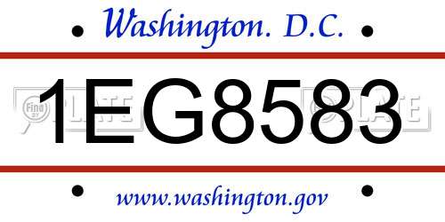 1EG8583 District Of Columbia License Plate
