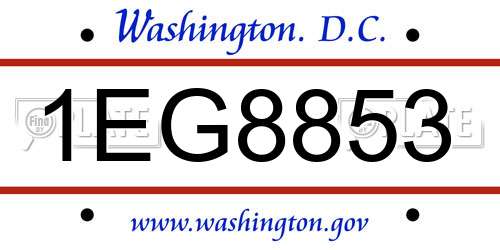 1EG8853 District Of Columbia License Plate