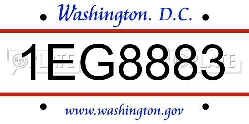 1EG8883 District Of Columbia License Plate