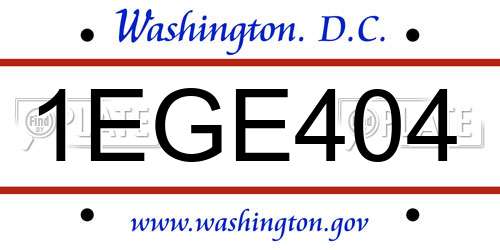 1EGE404 District Of Columbia License Plate