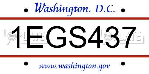 1EGS437 District Of Columbia License Plate