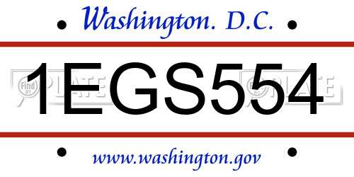 1EGS554 District Of Columbia License Plate