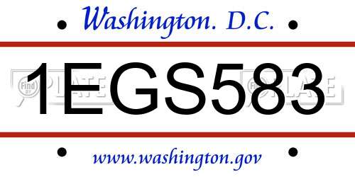 1EGS583 District Of Columbia License Plate
