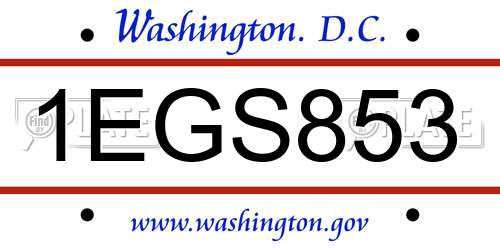 1EGS853 District Of Columbia License Plate