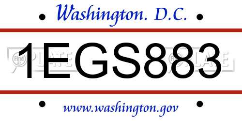 1EGS883 District Of Columbia License Plate