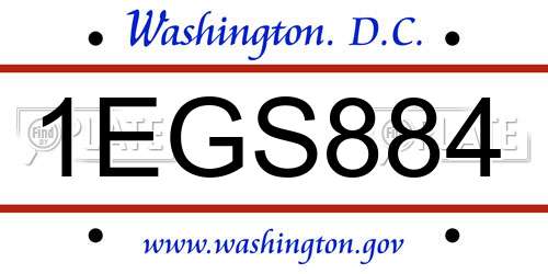 1EGS884 District Of Columbia License Plate