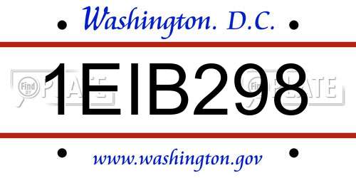 1EIB298 District Of Columbia License Plate