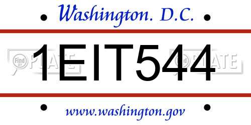 1EIT544 District Of Columbia License Plate