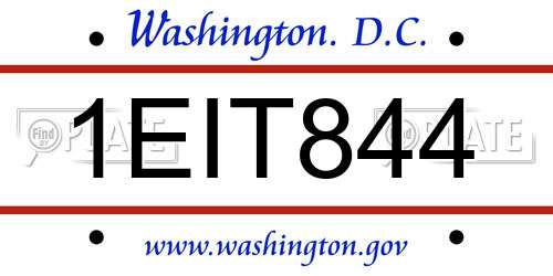 1EIT844 District Of Columbia License Plate