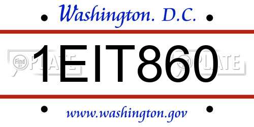 1EIT860 District Of Columbia License Plate