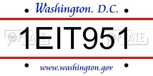1EIT951 District Of Columbia License Plate