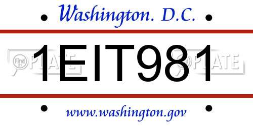 1EIT981 District Of Columbia License Plate