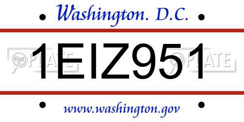 1EIZ951 District Of Columbia License Plate