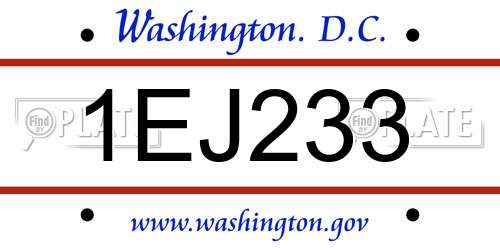 1EJ233 District Of Columbia License Plate