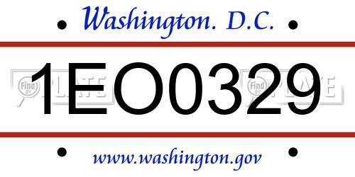 1EO0329 District Of Columbia License Plate