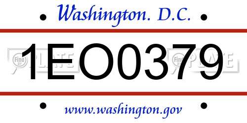 1EO0379 District Of Columbia License Plate