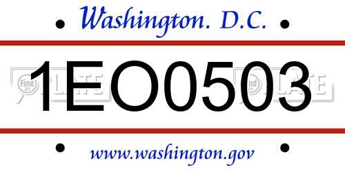 1EO0503 District Of Columbia License Plate
