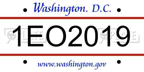 1EO2019 District Of Columbia License Plate