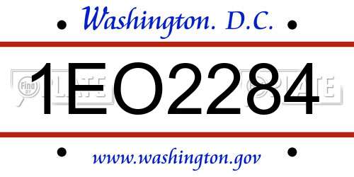 1EO2284 District Of Columbia License Plate