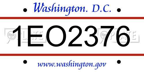 1EO2376 District Of Columbia License Plate