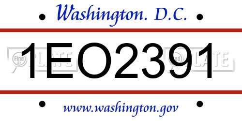 1EO2391 District Of Columbia License Plate