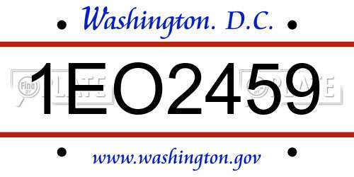 1EO2459 District Of Columbia License Plate
