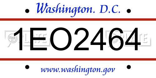 1EO2464 District Of Columbia License Plate