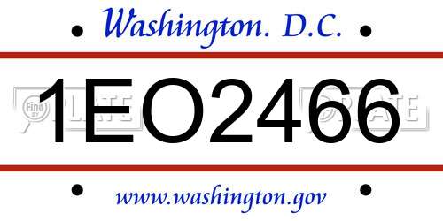 1EO2466 District Of Columbia License Plate