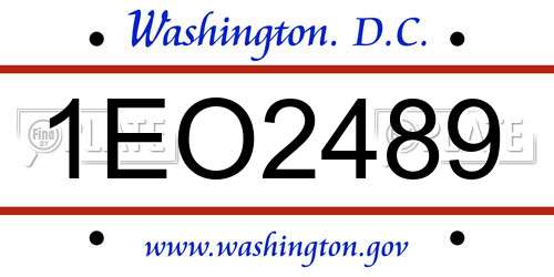 1EO2489 District Of Columbia License Plate