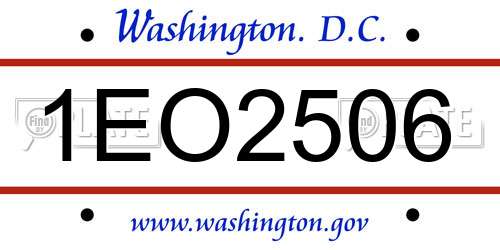 1EO2506 District Of Columbia License Plate