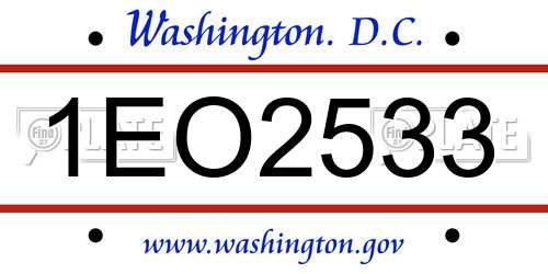 1EO2533 District Of Columbia License Plate