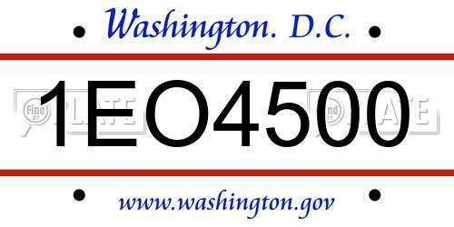 1EO4500 District Of Columbia License Plate