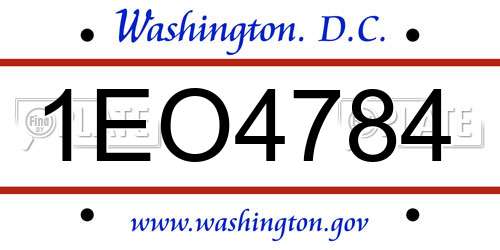 1EO4784 District Of Columbia License Plate
