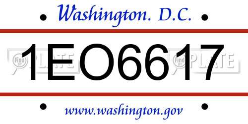 1EO6617 District Of Columbia License Plate