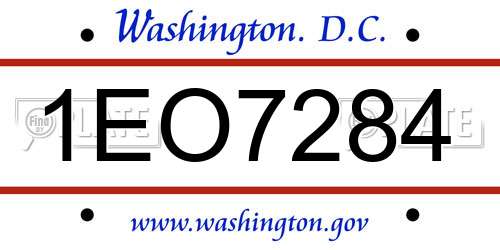 1EO7284 District Of Columbia License Plate