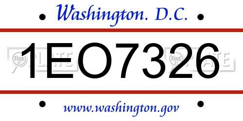 1EO7326 District Of Columbia License Plate
