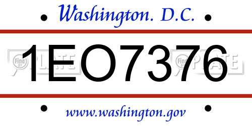 1EO7376 District Of Columbia License Plate