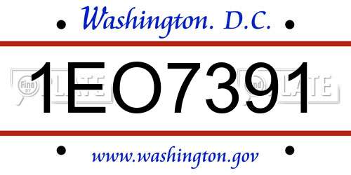 1EO7391 District Of Columbia License Plate