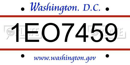 1EO7459 District Of Columbia License Plate