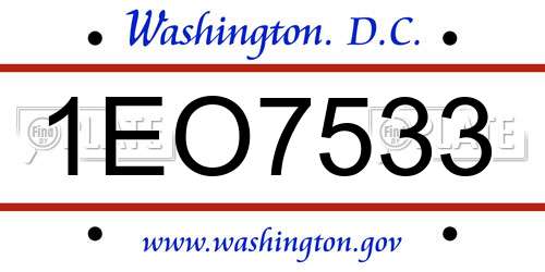 1EO7533 District Of Columbia License Plate