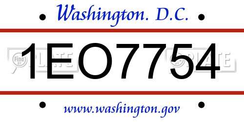 1EO7754 District Of Columbia License Plate