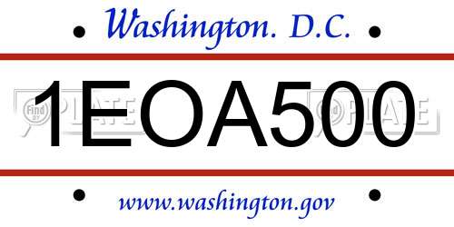 1EOA500 District Of Columbia License Plate