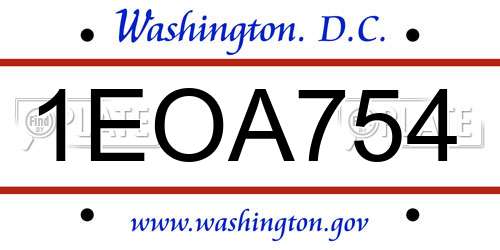 1EOA754 District Of Columbia License Plate